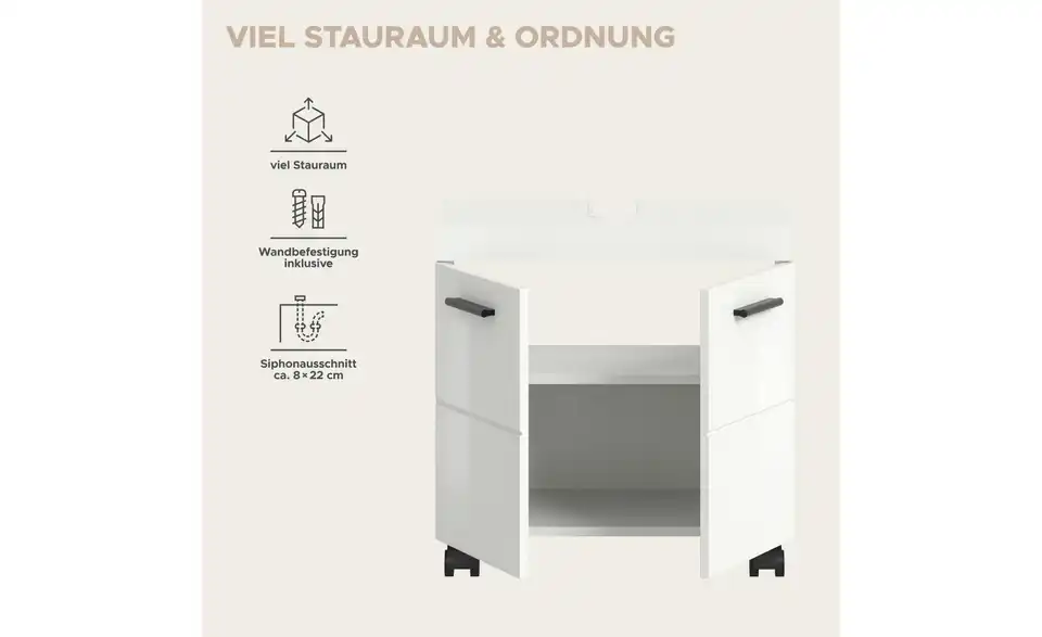 Waschbeckenunterschrank, Bild mit Text