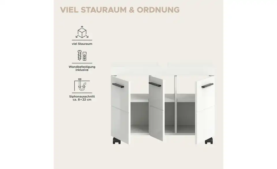 Waschbeckenunterschrank, Bild mit Text