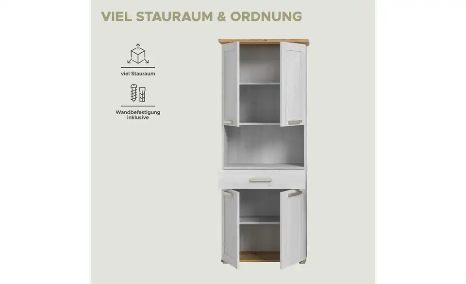 Hochschrank, Bild mit Text