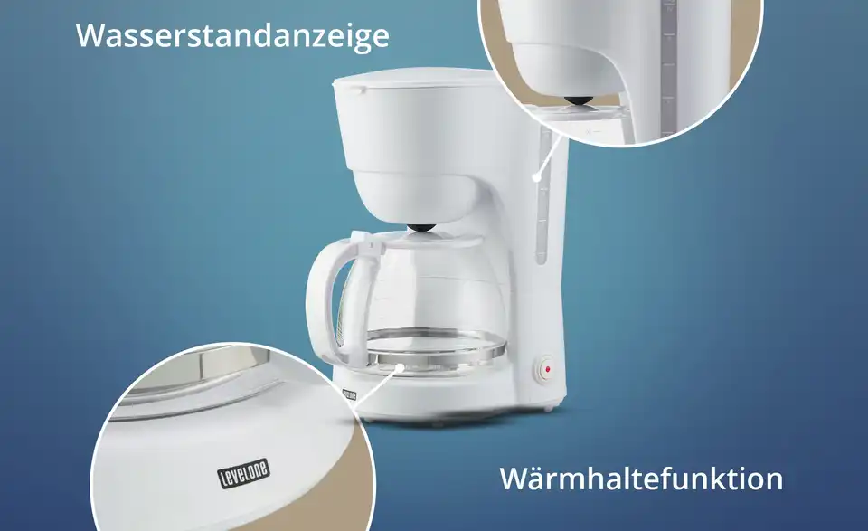 levelone Kaffeemaschine KA-132W, Bild mit Text