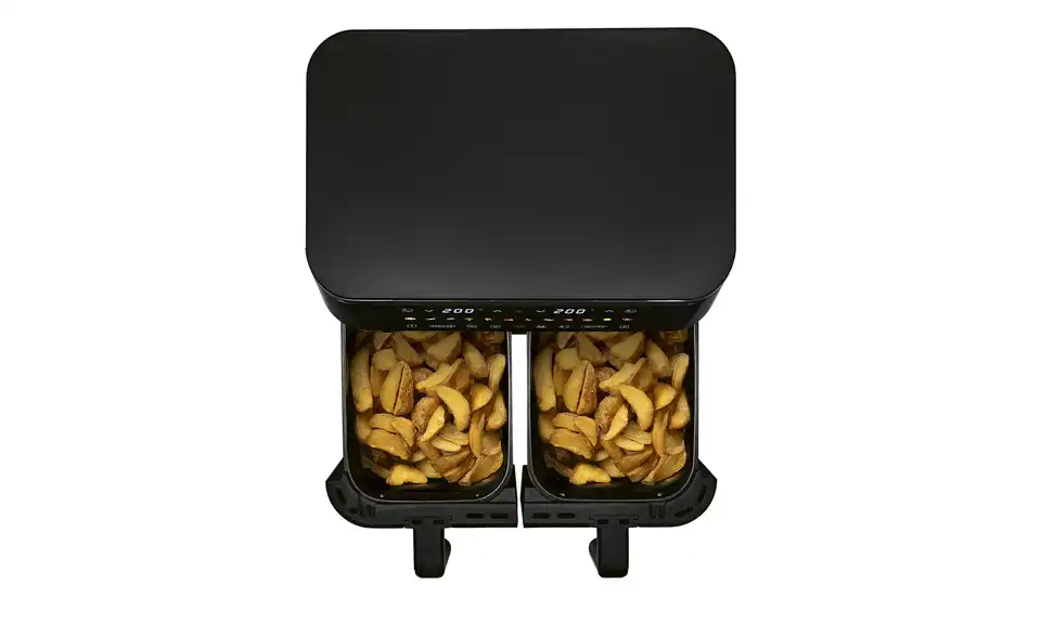 GourmetMaxx Doppelkammer-Heißluftfritteuse 16581, geöffnet