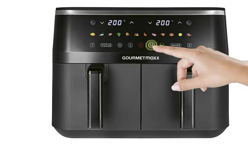 GourmetMaxx Doppelkammer-Heißluftfritteuse 16581, Funktionsansicht