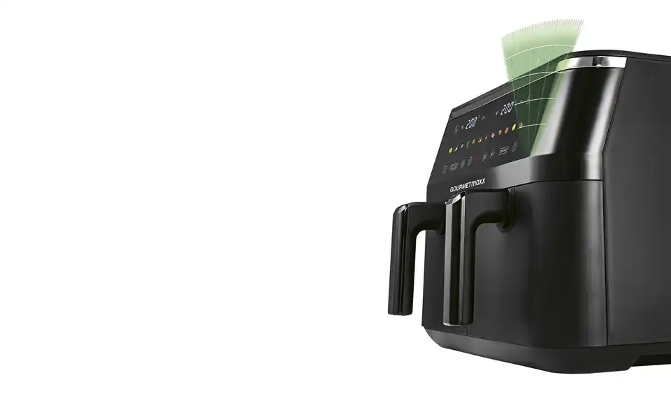 GourmetMaxx Doppelkammer-Heißluftfritteuse 16581, Funktionsansicht