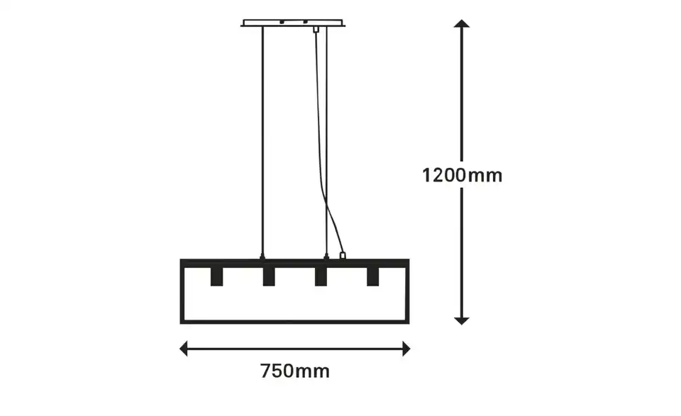 Briloner Pendelleuchte 4flg, Bemaßung