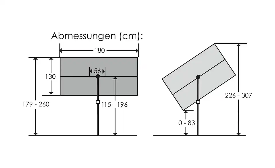 Sonnenschirm Avellino, Bemaßung
