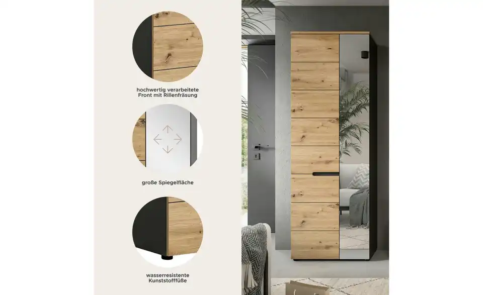 Garderobenschrank Canu, Bild mit Text