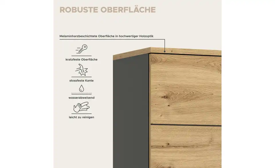 Garderobenschrank Canu, Bild mit Text