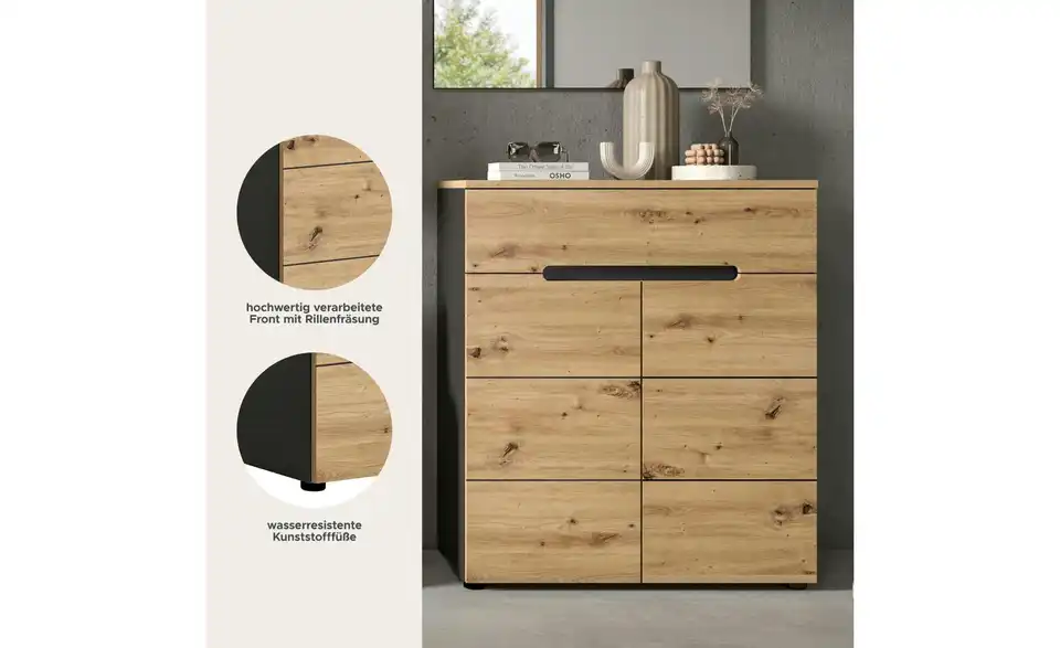 Schuhschrank, Bild mit Text