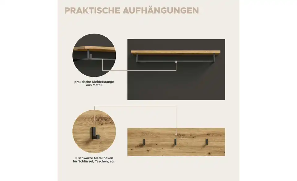 Garderobenkombination, Bild mit Text