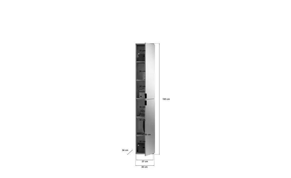 Mehrzweckschrank-Set Projekt X, Bemaßung