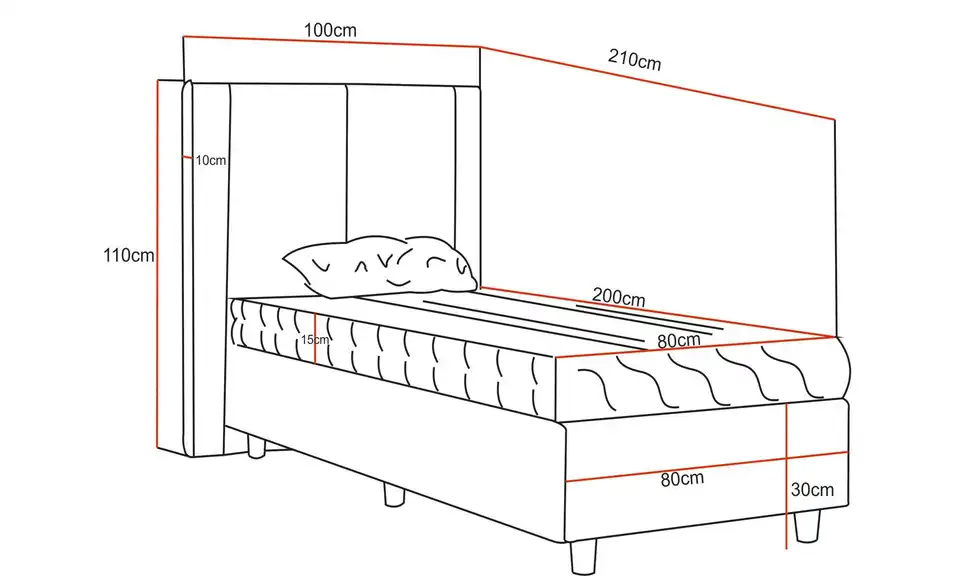 Boxbett Bella, Bemaßung