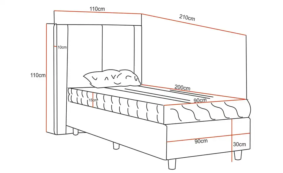 Boxbett Bella, Bemaßung