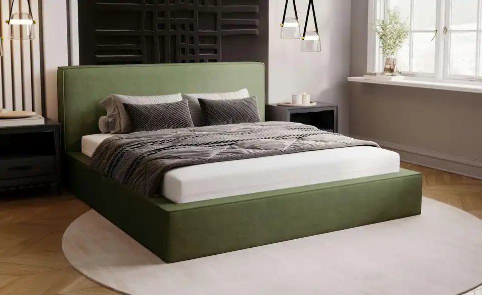 Polsterbett Monaco mit Bettkasten, in Wohnsituation