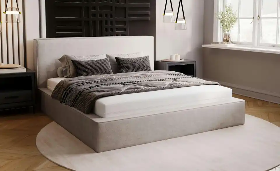 Polsterbett Monaco mit Bettkasten, in Wohnsituation