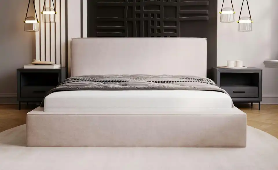 Polsterbett Monaco mit Bettkasten, in Wohnsituation