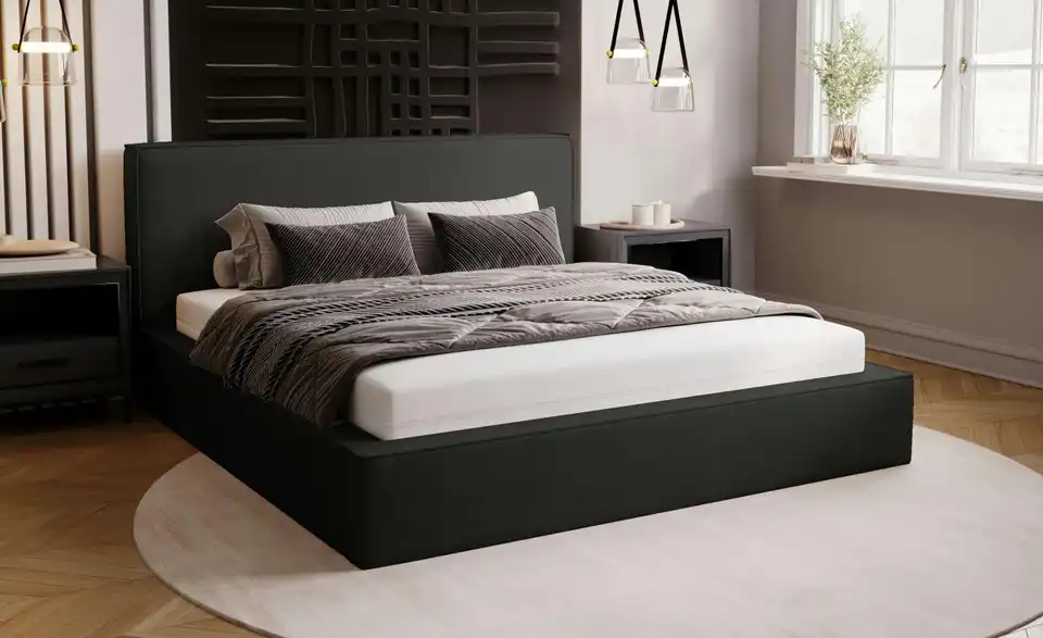 Polsterbett Monaco mit Bettkasten, in Wohnsituation