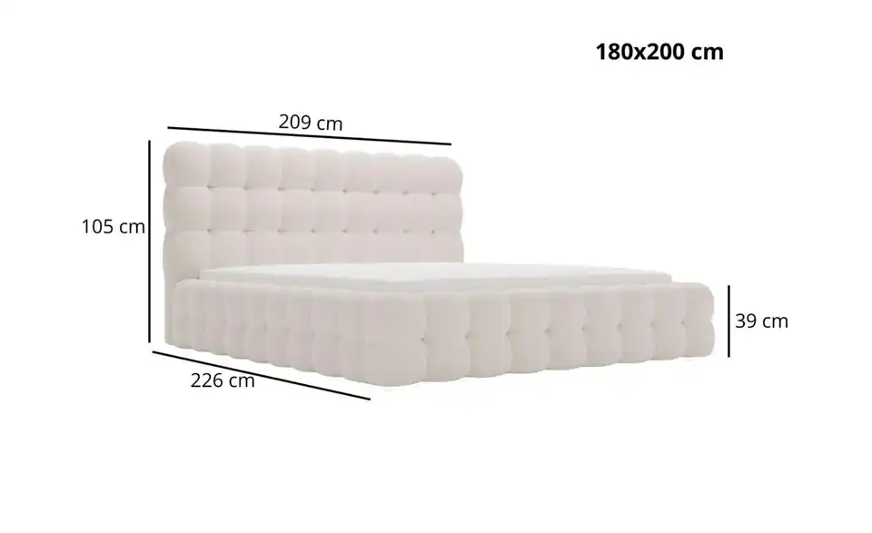 Polsterbett Twist mit Stauraum, Bemaßung