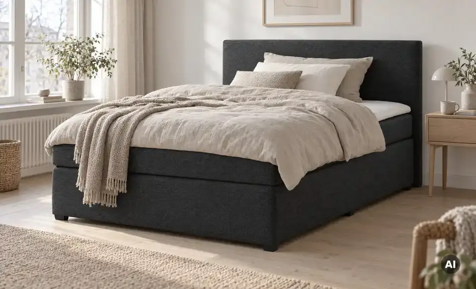 Boxspringbett Duke mit Matratze und Topper, H3, in Wohnsituation