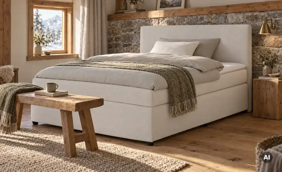 Boxspringbett Duke mit Matratze und Topper, H3, in Wohnsituation