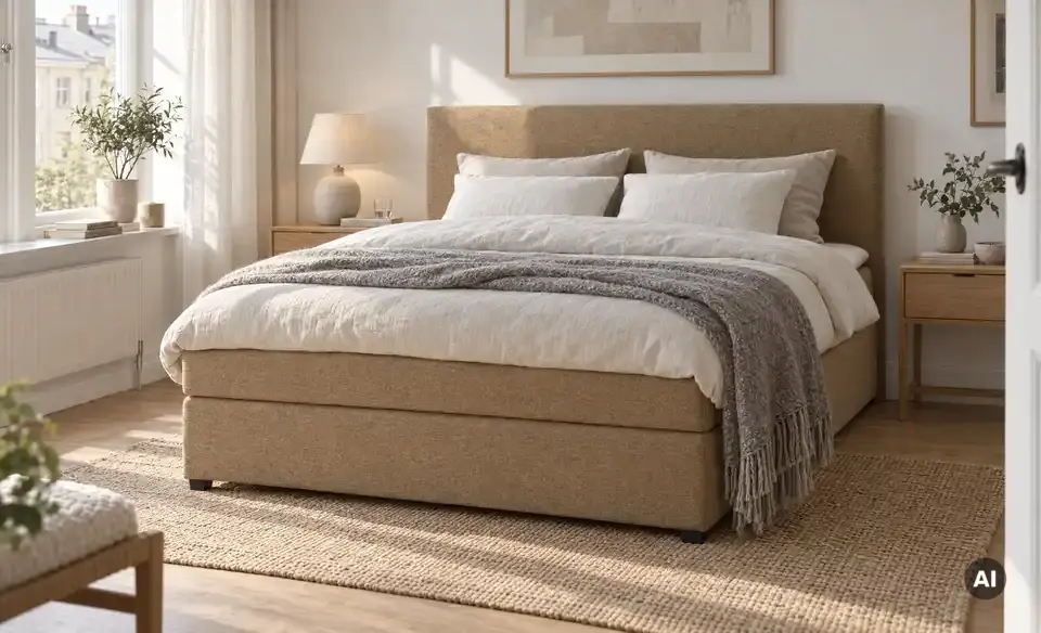 Boxspringbett Duke mit Matratze und Topper, H3, in Wohnsituation