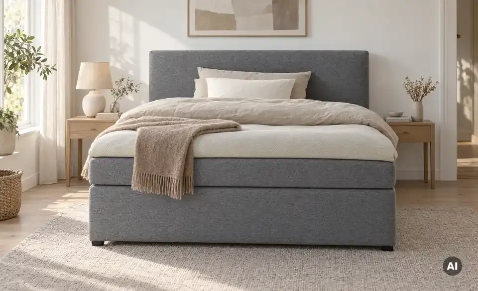 Boxspringbett Duke mit Matratze und Topper, H3, in Wohnsituation