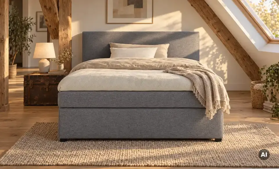 Boxspringbett Duke mit Matratze und Topper, H3, in Wohnsituation