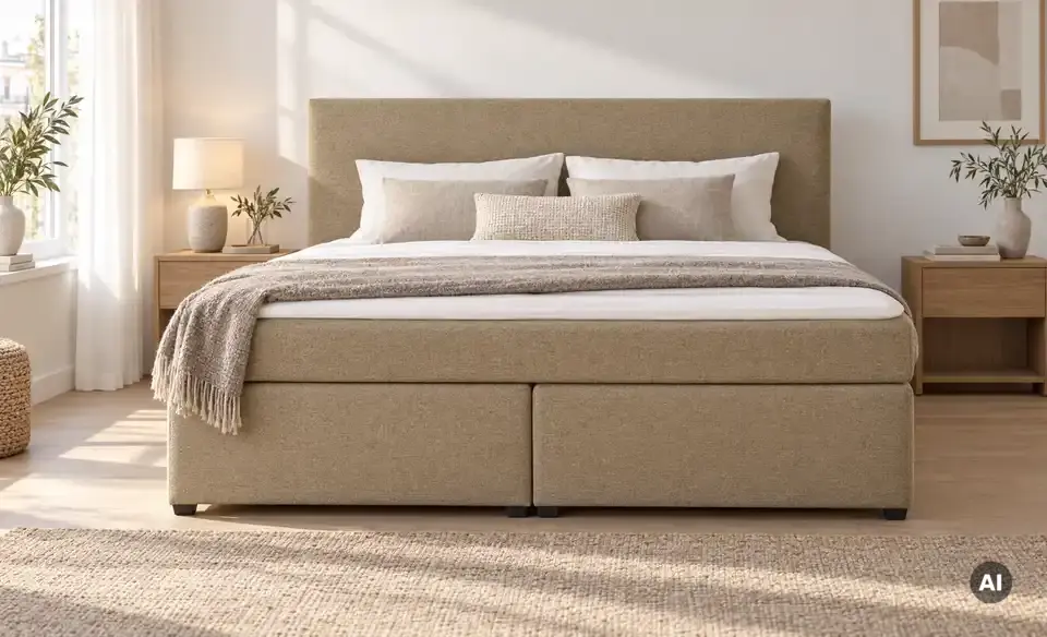 Boxspringbett Duke mit Matratze und Topper, H3, in Wohnsituation