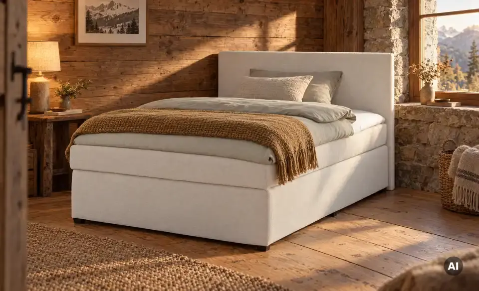 Boxspringbett Duke mit Matratze und Topper, H3, in Wohnsituation