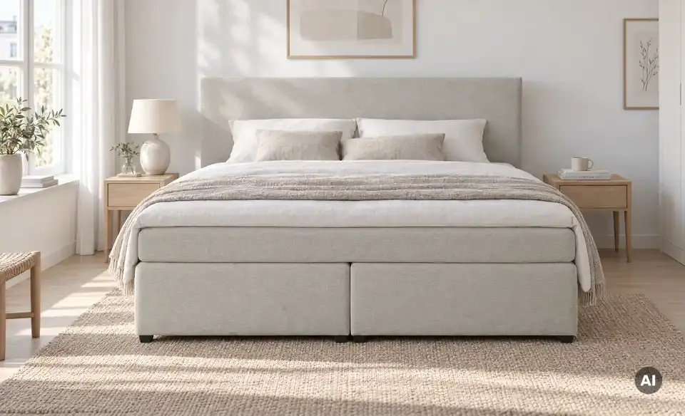 Boxspringbett Duke mit Matratze und Topper, H3, in Wohnsituation