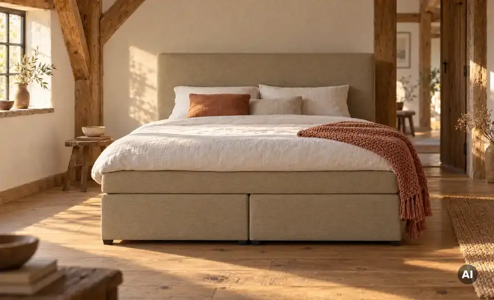 Boxspringbett Duke mit Matratze und Topper, H3, in Wohnsituation