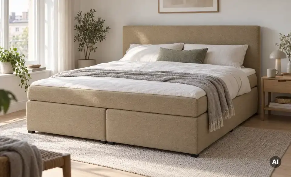 Boxspringbett Duke mit Matratze und Topper, H3, in Wohnsituation