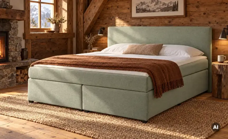 Boxspringbett Duke mit Matratze und Topper, H3, in Wohnsituation