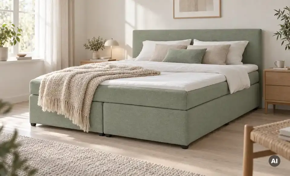 Boxspringbett Duke mit Matratze und Topper, H3, in Wohnsituation