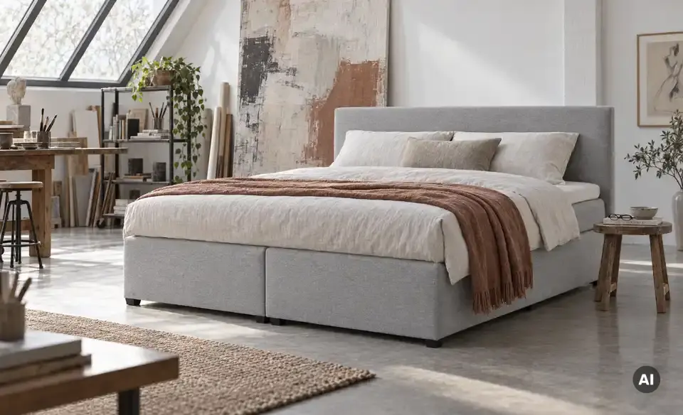 Boxspringbett Duke mit Matratze und Topper, H3, in Wohnsituation