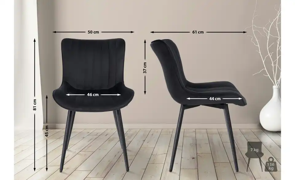 Esszimmerstuhl Cesar, Bemaßung