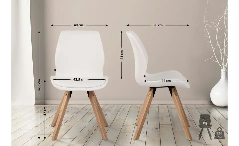 Esszimmerstuhl Luna, Bemaßung