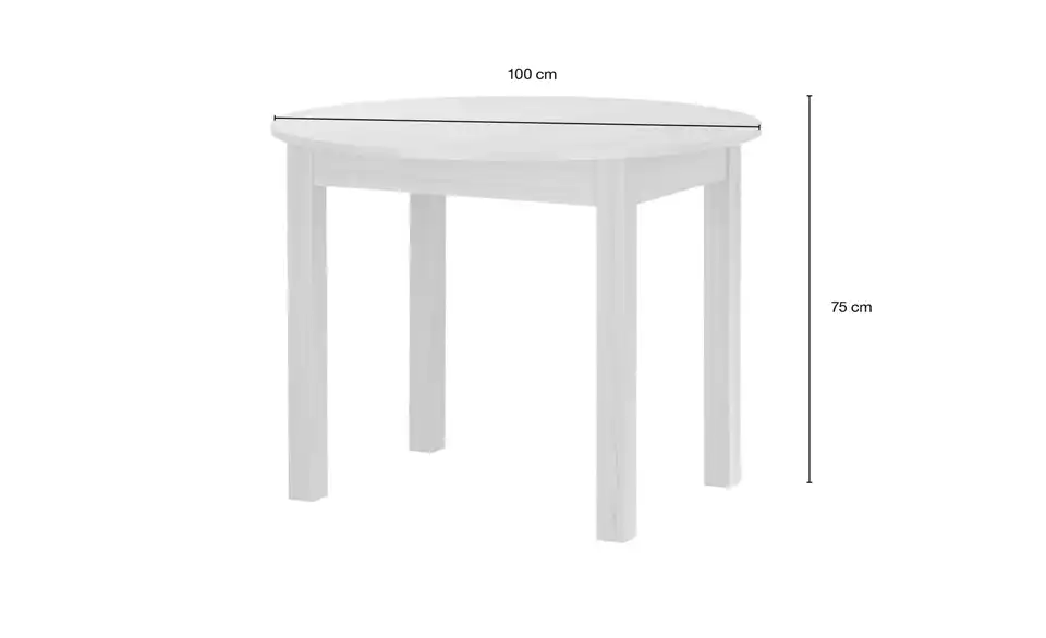 Esstisch Ben in verschiedenen Größen, Bemaßung