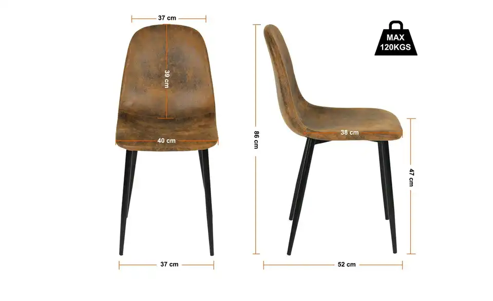 Esszimmerstuhl 4er-Set, Bemaßung