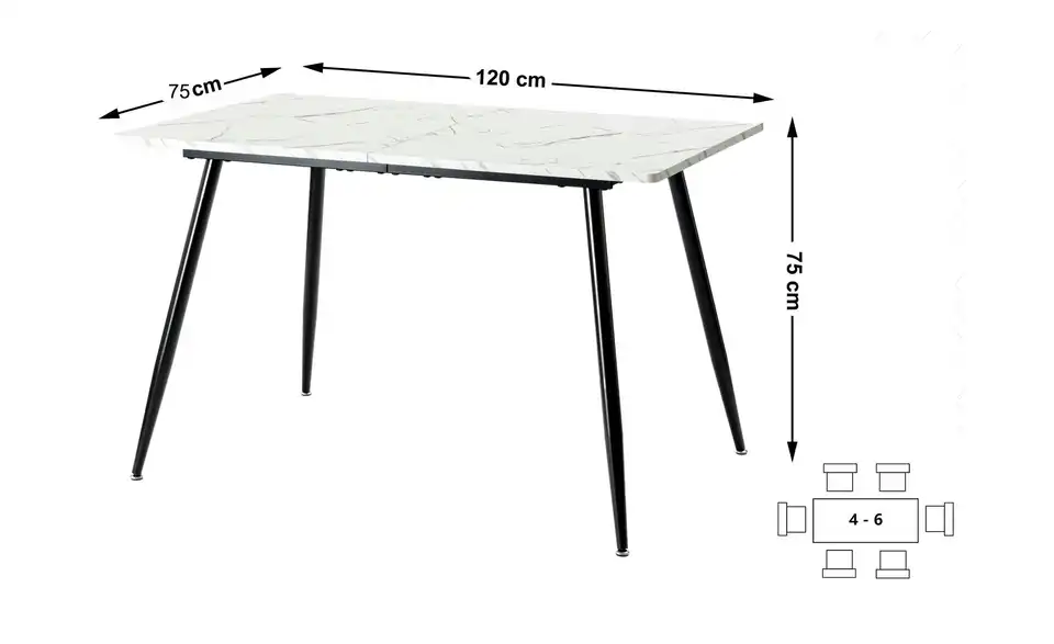 Esstisch Whale, Bemaßung