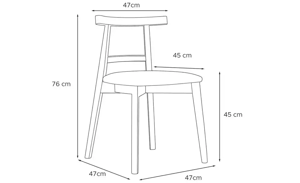 KONSIMO Holzstuhl 2er-Set, Bemaßung