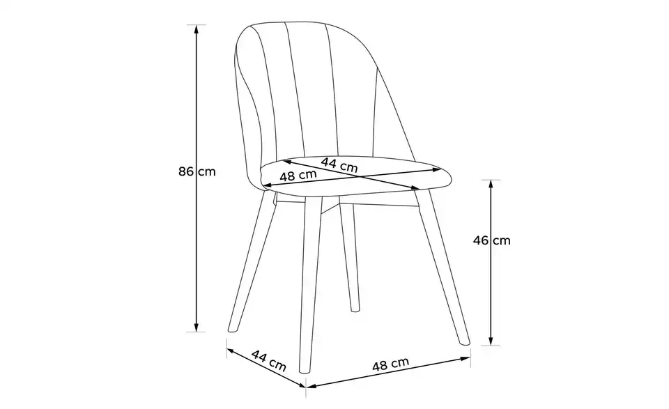 KONSIMO Polsterstuhl 2er-Set, Bemaßung