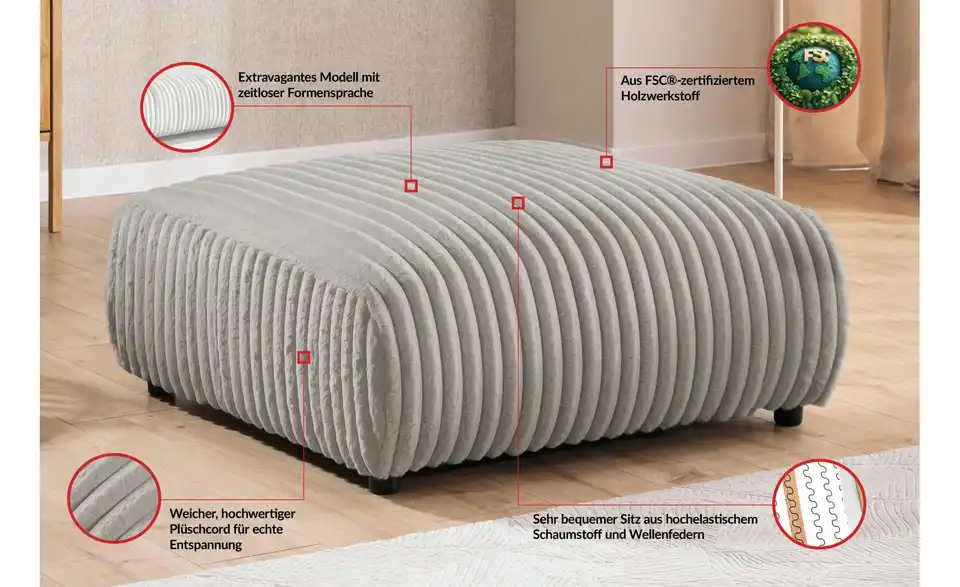 Hocker, Bild mit Text