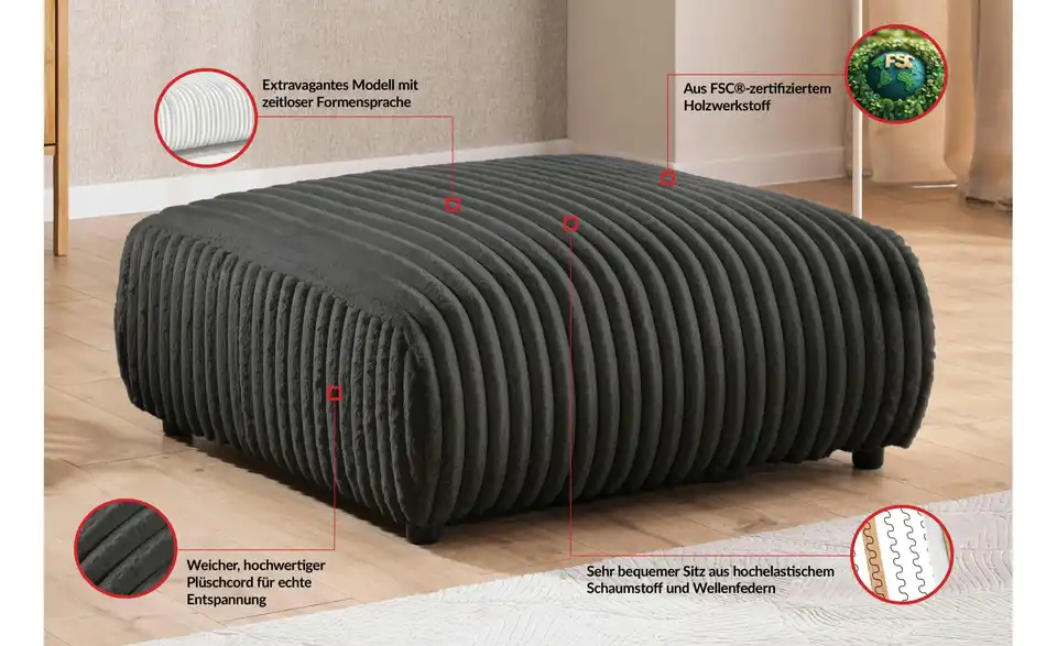 Hocker, Bild mit Text