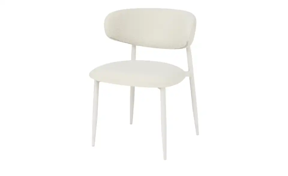 Esszimmerstuhl beige Cassius Teddystoff mit kaschmirfarbigen Metallbeinen, Perspektive