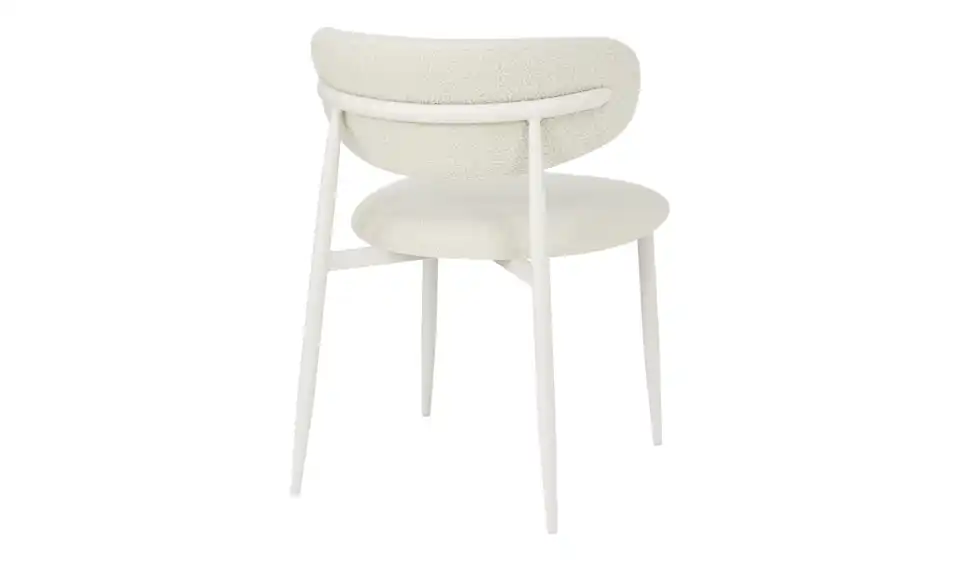 Esszimmerstuhl beige Cassius Teddystoff mit kaschmirfarbigen Metallbeinen, Rückansicht