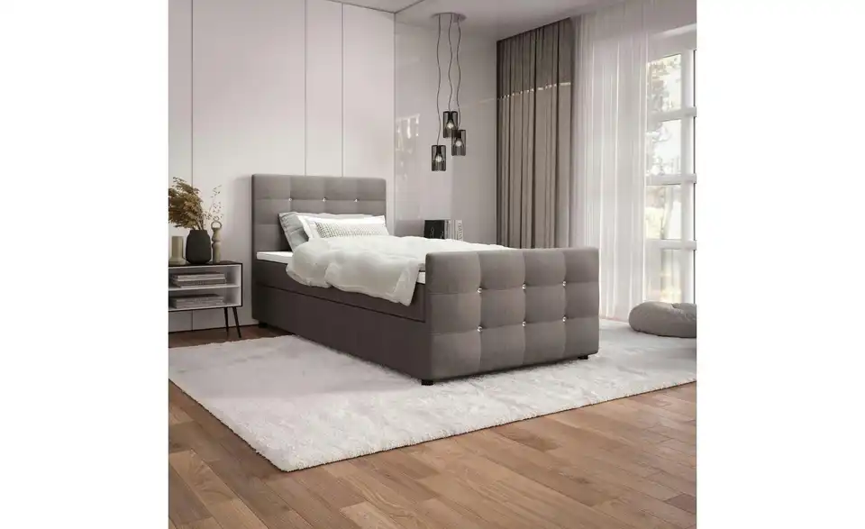 Boxbett Kleo mit Stauraum, Matratze H3 und Topper, in Wohnsituation