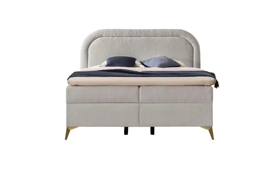 S-STYLE Boxbett Sonna mit Bettkasten, Bouclé-Stoff, Frontansicht