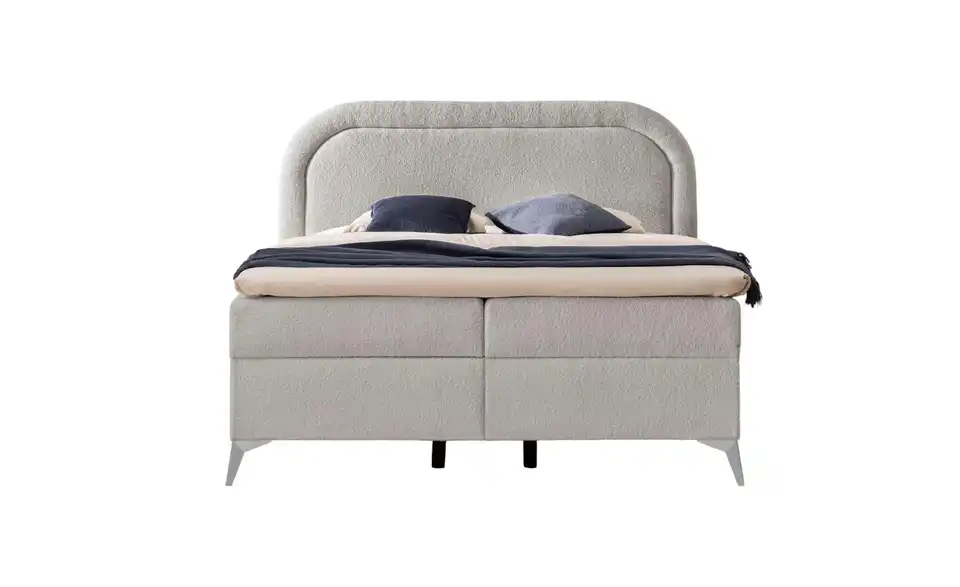 S-STYLE Boxbett Sonna mit Bettkasten, Bouclé-Stoff, Frontansicht