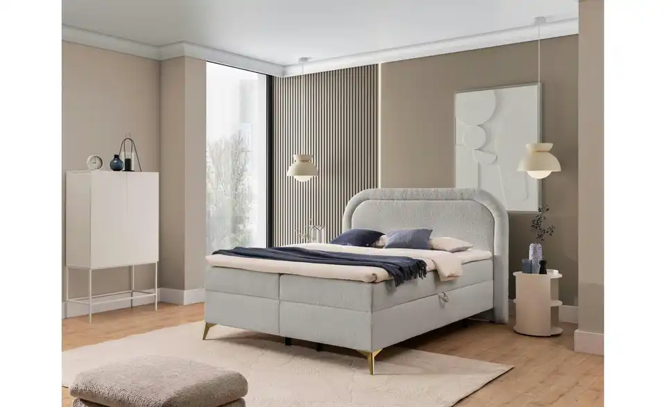 S-STYLE Boxbett Sonna mit Bettkasten, Bouclé-Stoff, in Wohnsituation