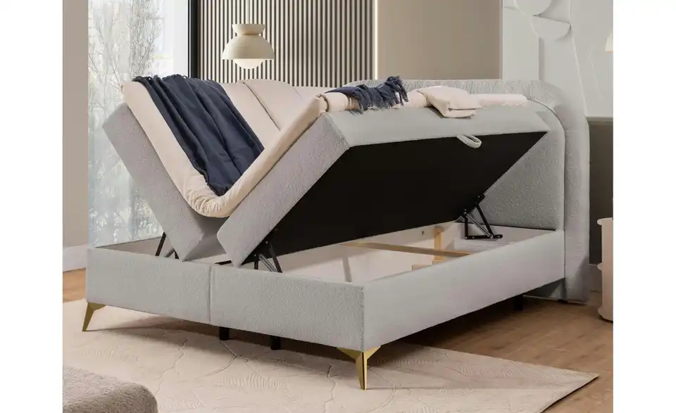 S-STYLE Boxbett Sonna mit Bettkasten, Bouclé-Stoff, in Wohnsituation